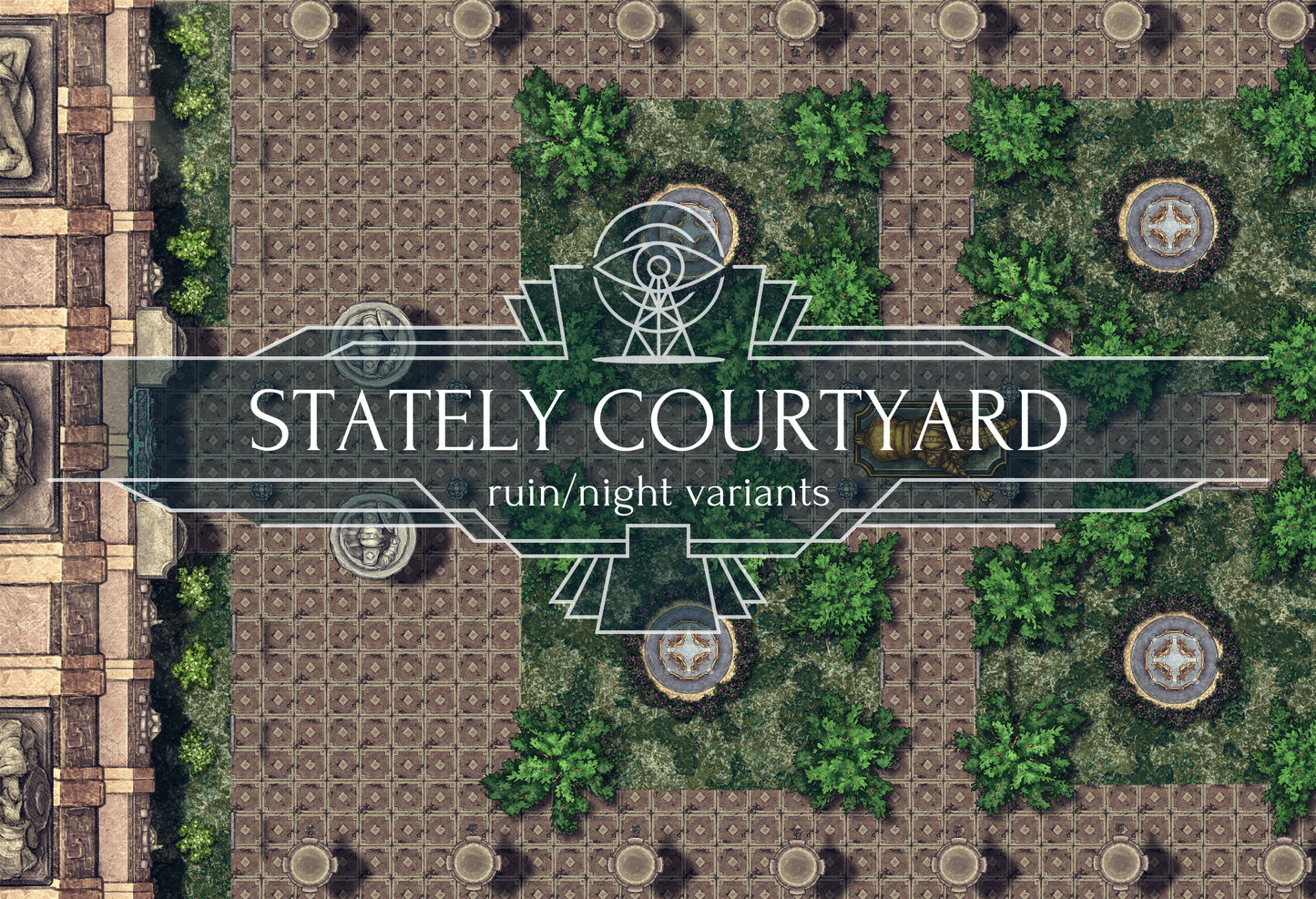 Stately Courtyard - battle map bundle